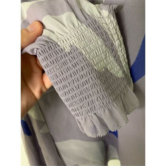 Aritzia Wilfred Castello Blouse Lavender Abstract Print Tie Neck Top Small NEW - Picture 8 of 8